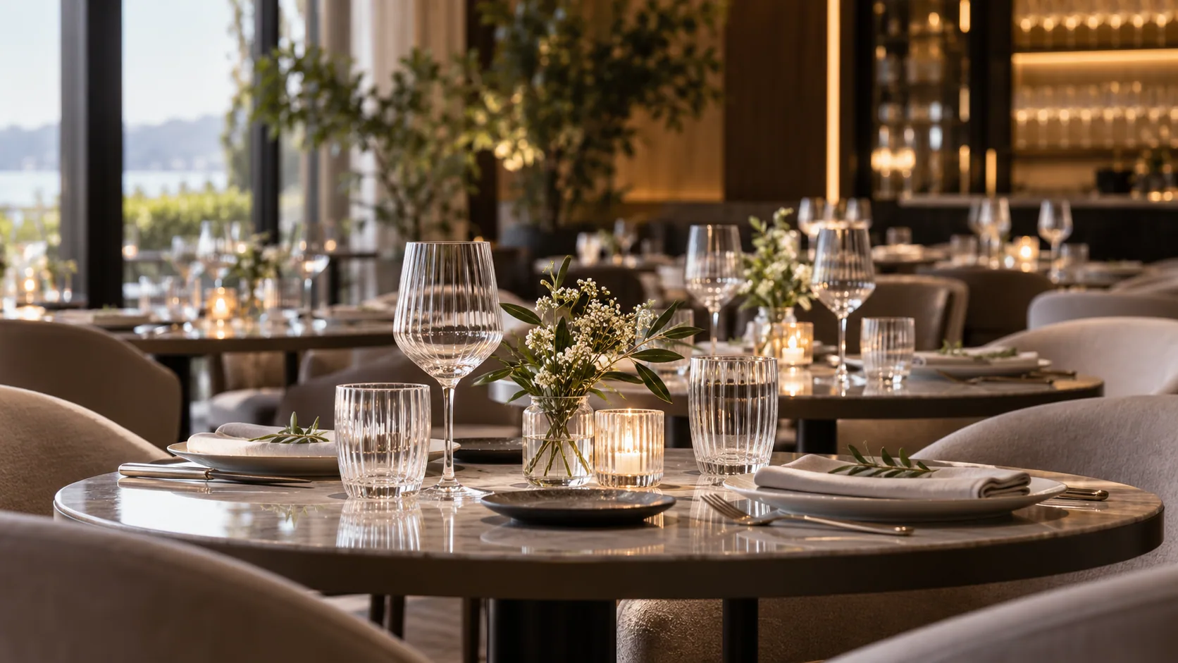 Hospitality buyer inspecting glassware quality and finish