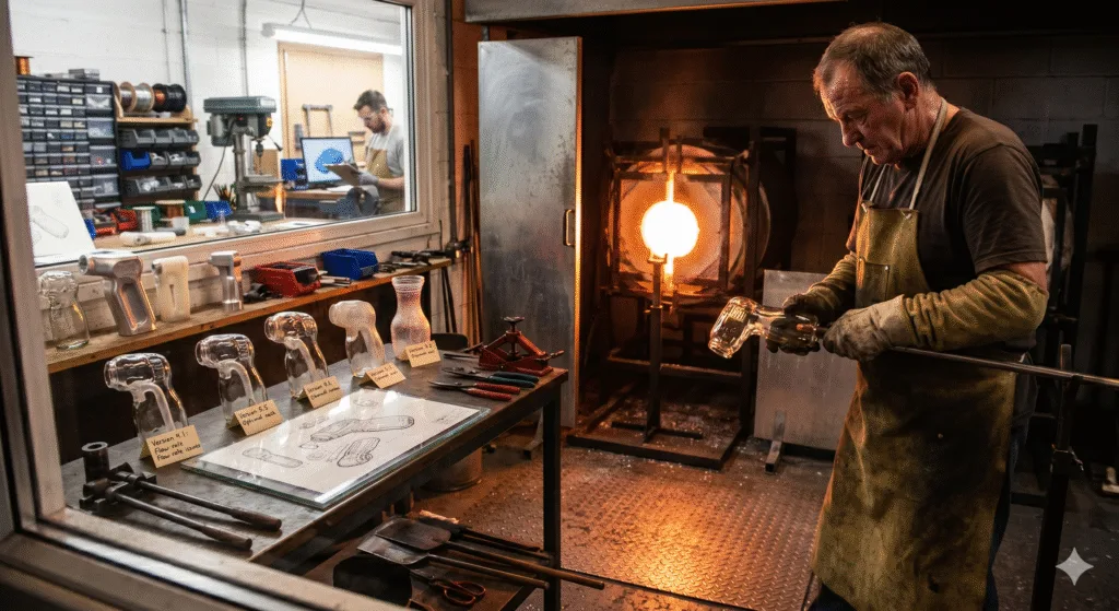 Repeatability check across a handmade glass production run