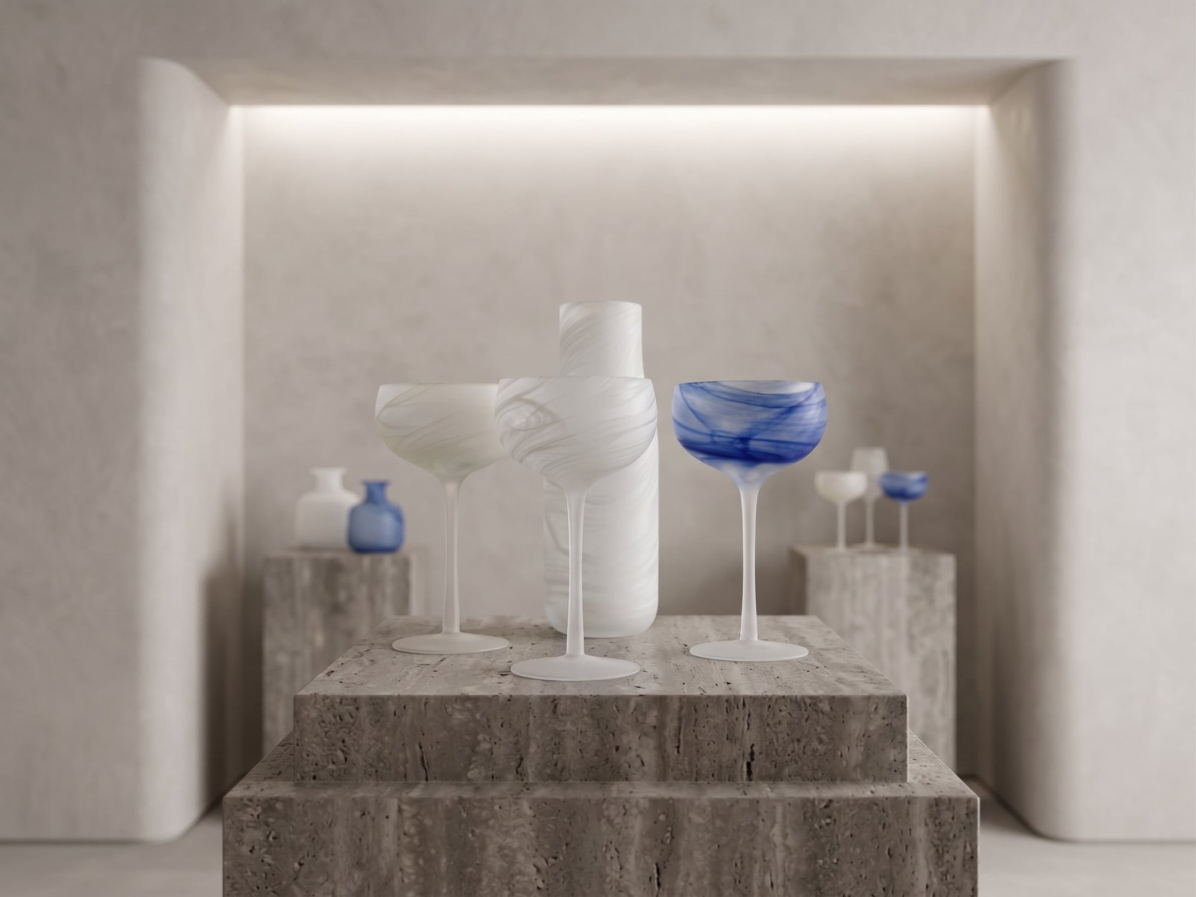 Swirl glassware with flowing colour patterns
