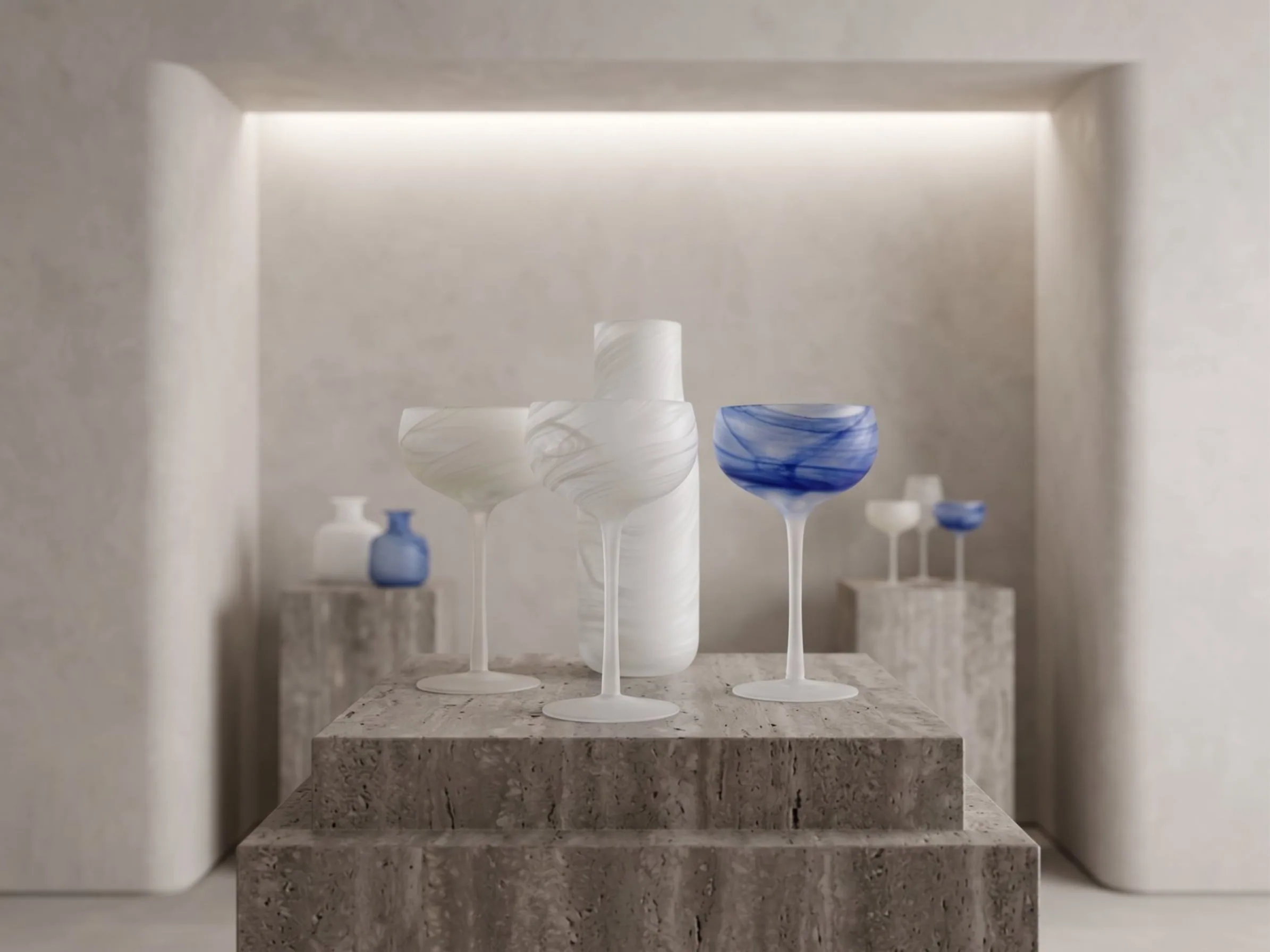 Swirl glassware with flowing colour patterns