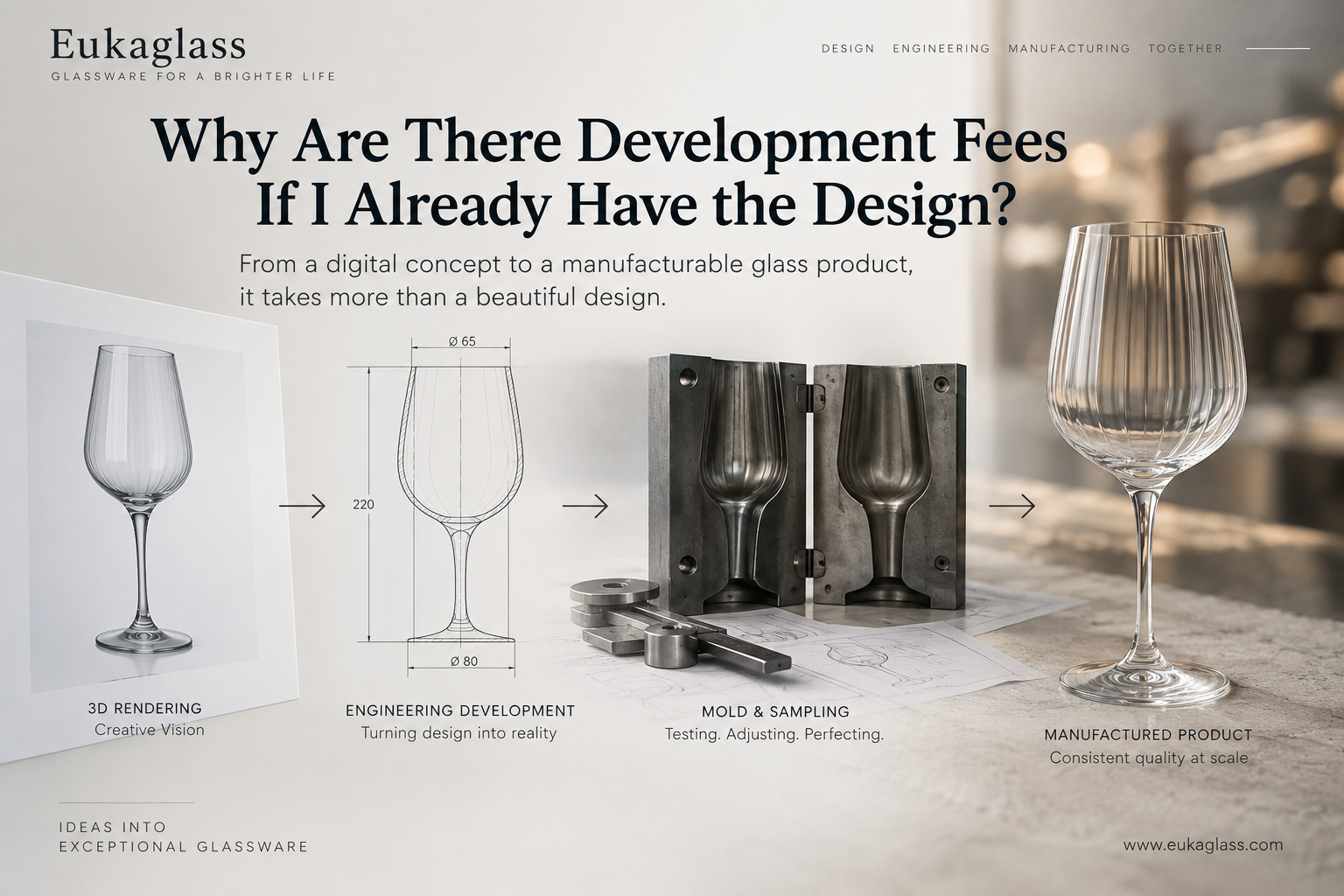 3D rendering vs CAD engineering for custom glassware manufacturing