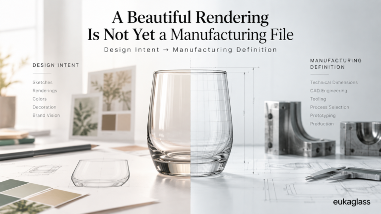 Rendering and manufacturing definition for custom glassware development